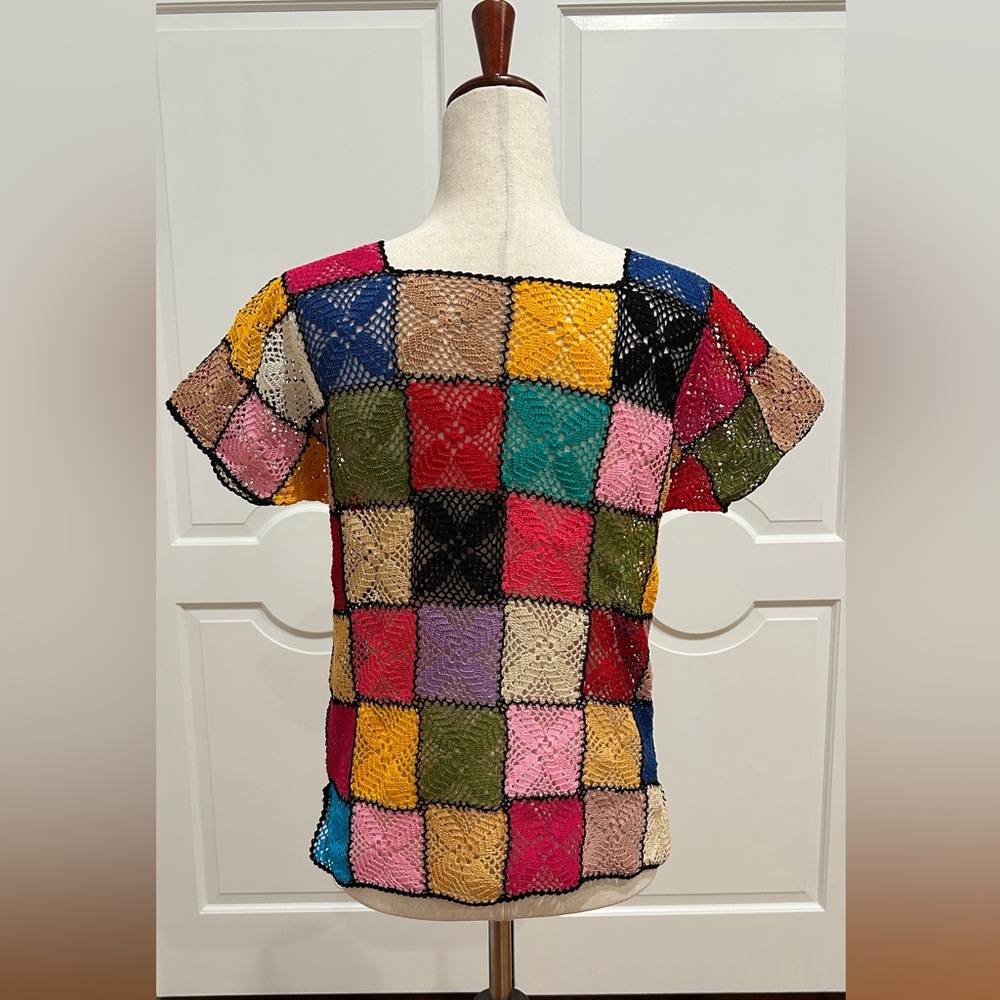 One of the kind Multicolor Zapotec crochet blouse from Oaxaca. - Picture 8 of 8